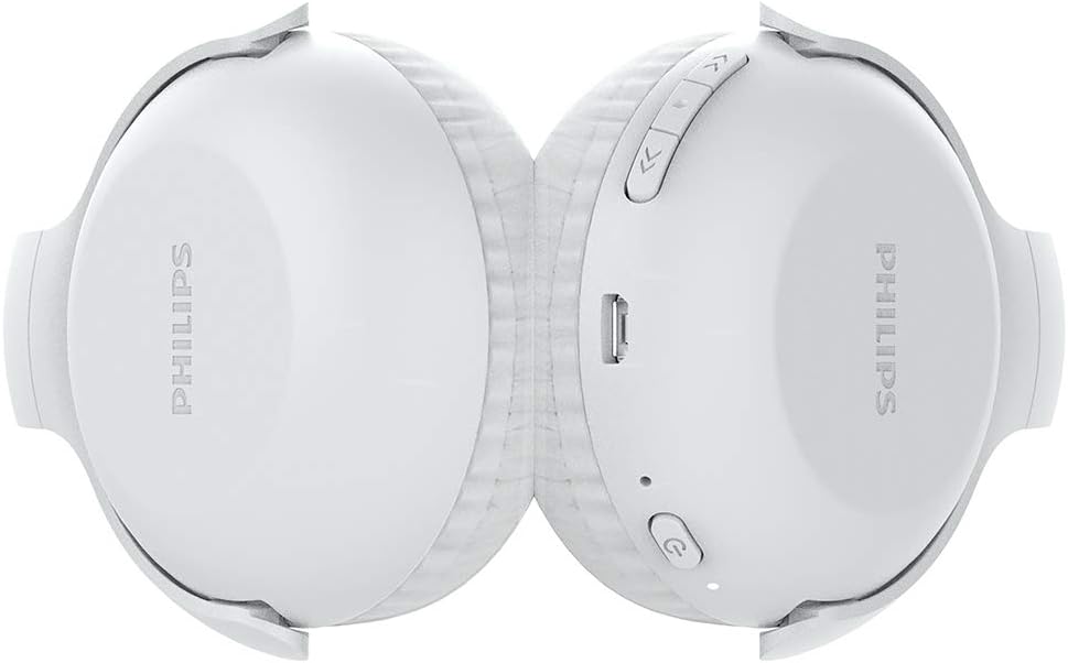 PHILIPS Audio On Ear Headphones UH202WT/00 Bluetooth On Ears (Wireless, 15 Hour Battery, Soft Ear Pads, Built-In Microphone, Foldable) White, One Size