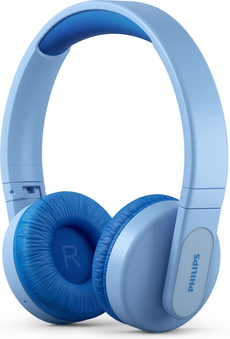 PHILIPS Kids Wireless On-Ear Headphones, Volume Limited Wireless Bluetooth Kids Headphones, Children Wireless Headphones, 28 Hours Play Time, Colourful Design & Lightweight, Blue with Lights
