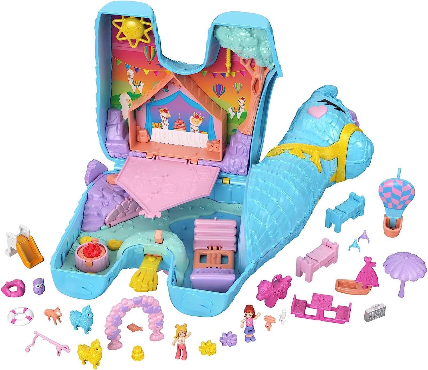 Polly Pocket Pajama Party Playset, 25 Toy Surprises, Pop and Swap Toy Accessories, 2 Polly Pocket Dolls, Toys for Ages 4 and Up, One Polly Pocket Playset, HHX74