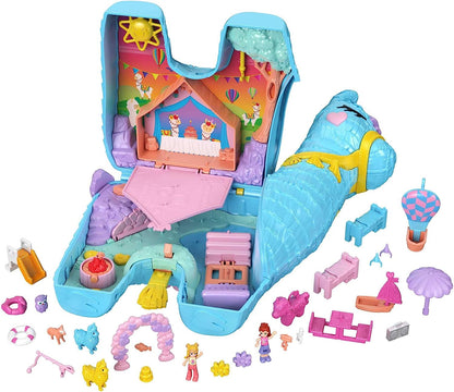 Polly Pocket Pajama Party Playset, 25 Toy Surprises, Pop and Swap Toy Accessories, 2 Polly Pocket Dolls, Toys for Ages 4 and Up, One Polly Pocket Playset, HHX74