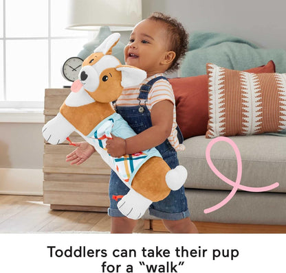 Fisher-Price Baby Tummy Time Toys, 3-in-1 Plush Puppy Wedge with BPA-Free Teether Rattle and Mirror Toys