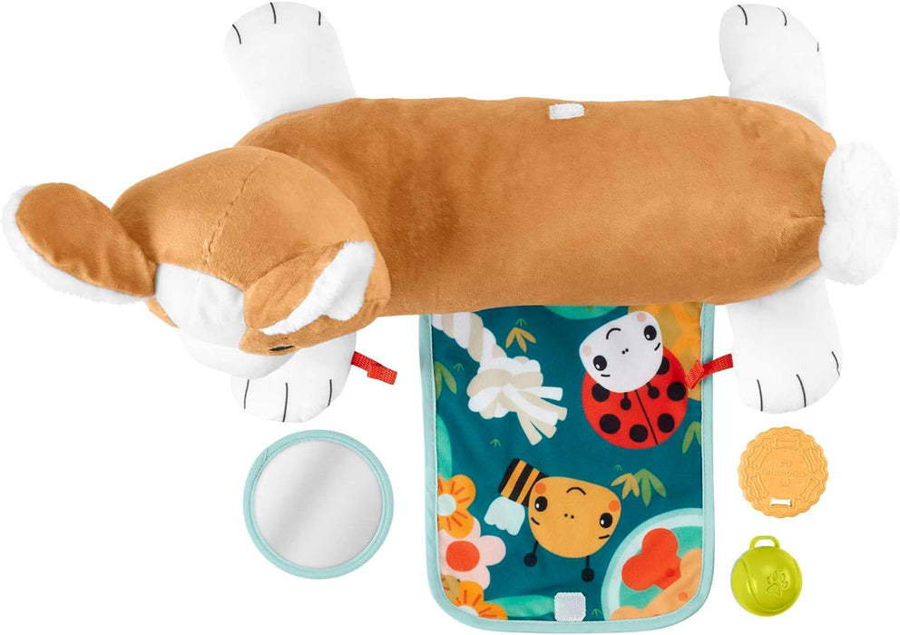 Fisher-Price Baby Tummy Time Toys, 3-in-1 Plush Puppy Wedge with BPA-Free Teether Rattle and Mirror Toys