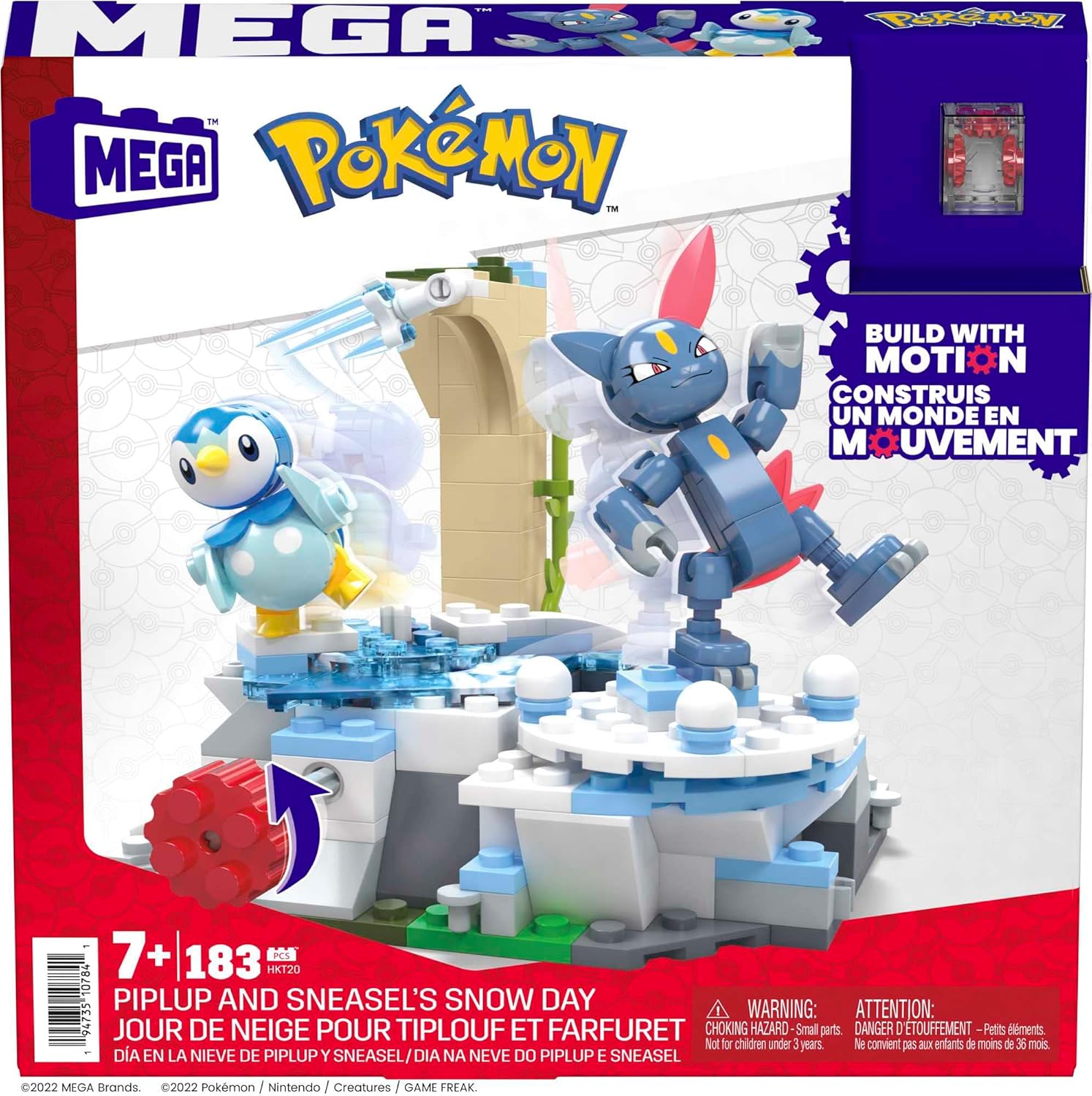 MEGA Pokémon Action Figure Building Toys, Piplup and Sneasel's Snow Day with 171 Pieces and Motion, 2 Poseable Characters, for Kids, HKT20