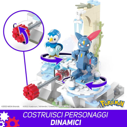 MEGA Pokémon Action Figure Building Toys, Piplup and Sneasel's Snow Day with 171 Pieces and Motion, 2 Poseable Characters, for Kids, HKT20
