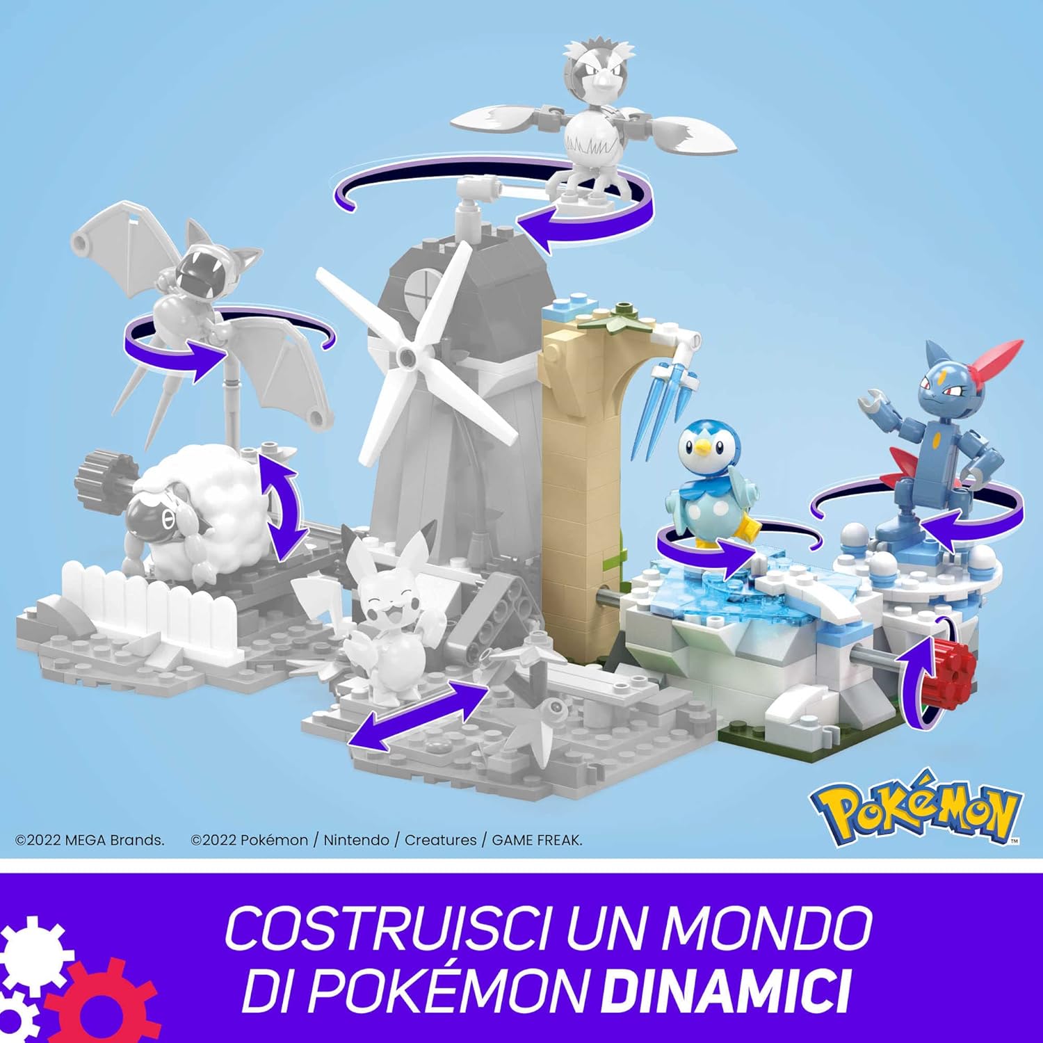 MEGA Pokémon Action Figure Building Toys, Piplup and Sneasel's Snow Day with 171 Pieces and Motion, 2 Poseable Characters, for Kids, HKT20