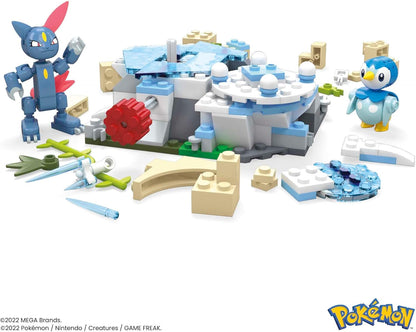 MEGA Pokémon Action Figure Building Toys, Piplup and Sneasel's Snow Day with 171 Pieces and Motion, 2 Poseable Characters, for Kids, HKT20
