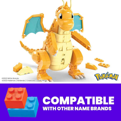 Mega Construx Pokémon Dragonite, 388 Bloques y Juego de construcción con Movimiento, Juguete +7 años (Mattel HKT25
