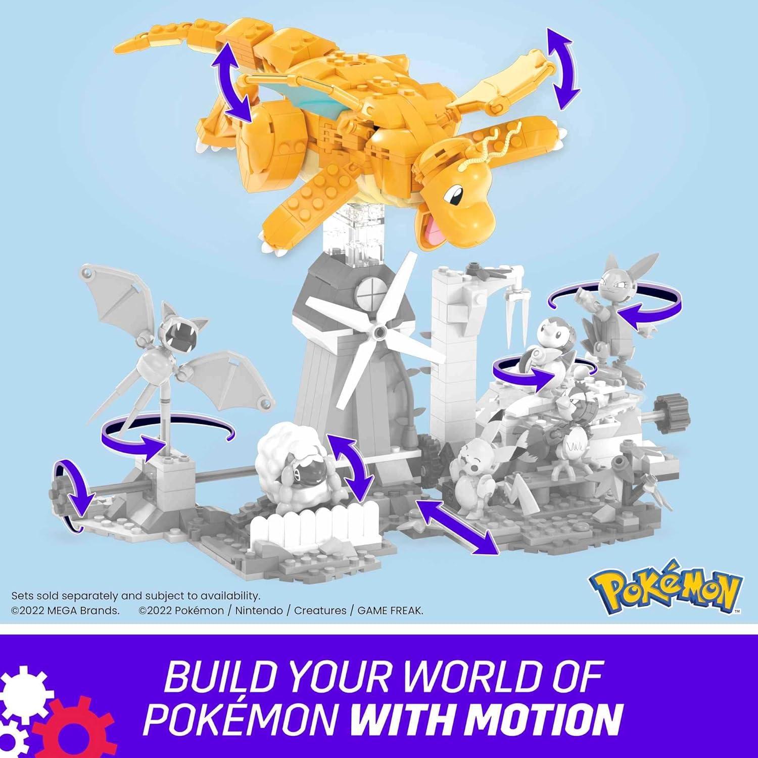 Mega Construx Pokémon Dragonite, 388 Bloques y Juego de construcción con Movimiento, Juguete +7 años (Mattel HKT25