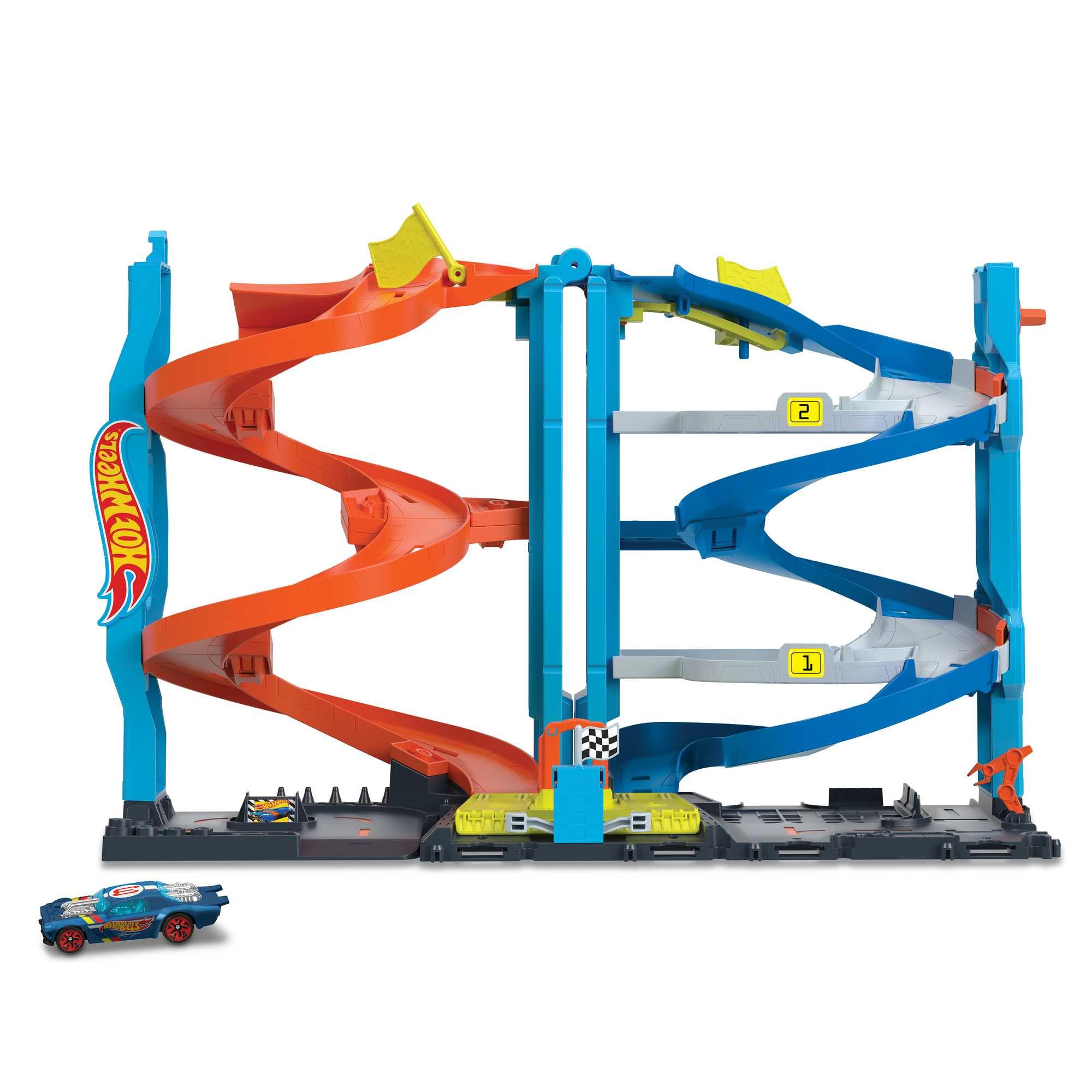Hot Wheels City Torre de Carreras Pista para Coches de Juguete transformable, Incluye 1 vehículo, +4 años (Mattel HKX43)