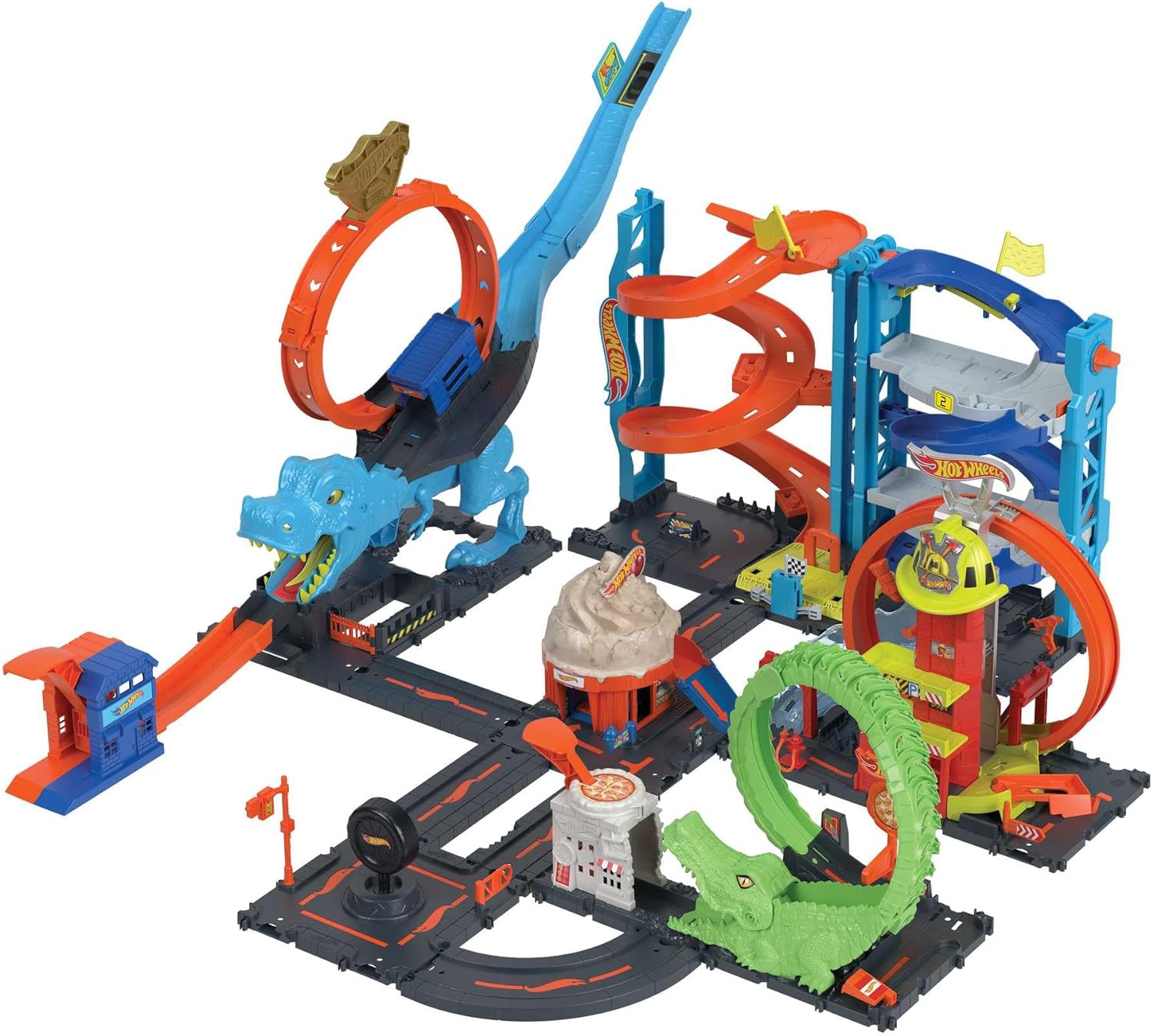 Hot Wheels City Torre de Carreras Pista para Coches de Juguete transformable, Incluye 1 vehículo, +4 años (Mattel HKX43)