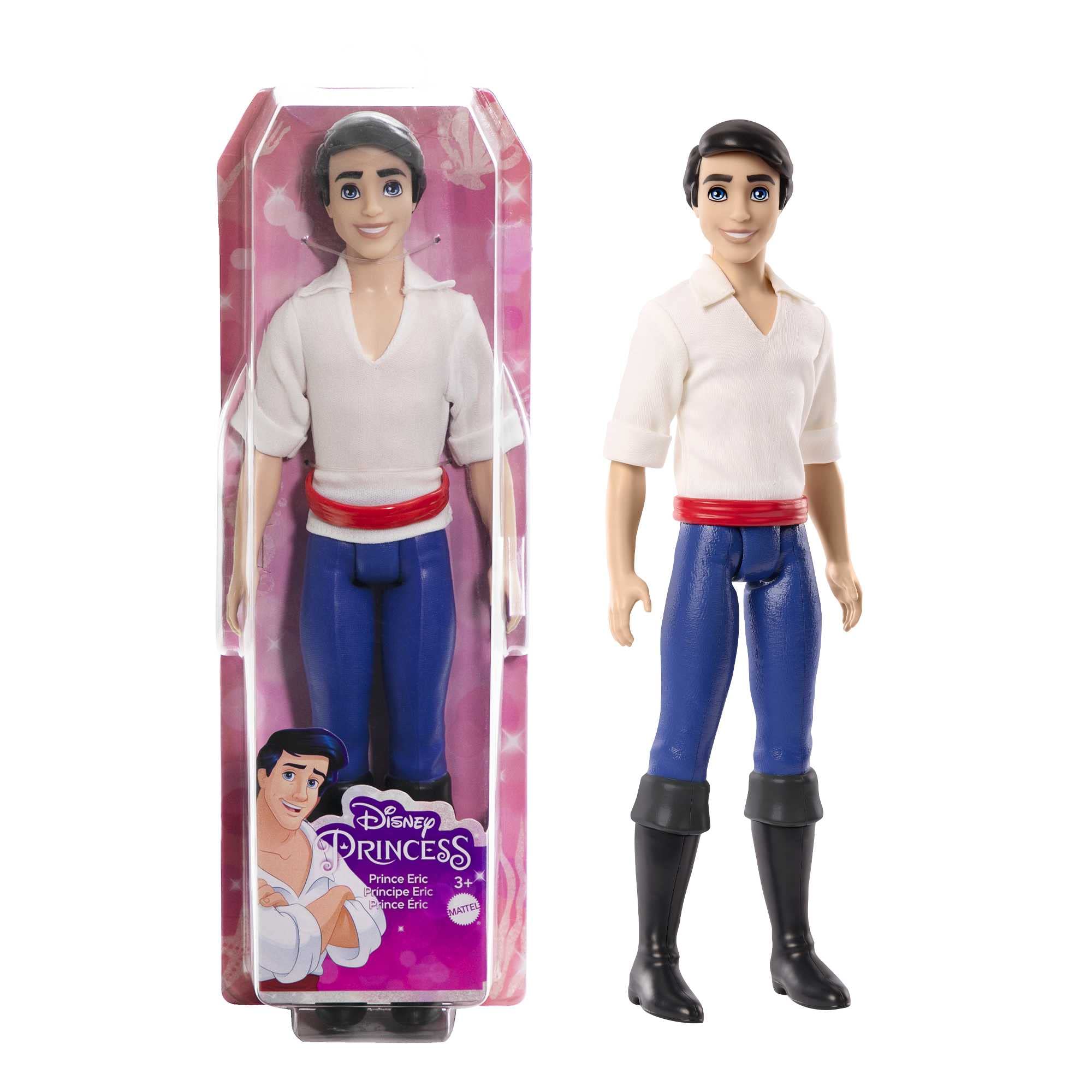 DISNEY Prinzessin - Prinz Erik Puppe mit weichem Shirt, vorgeformter Hose und Stiefeln, Teil einer Sammlung mit Arielle-Spielsets, für Kinder ab 3 Jahren, HLV97