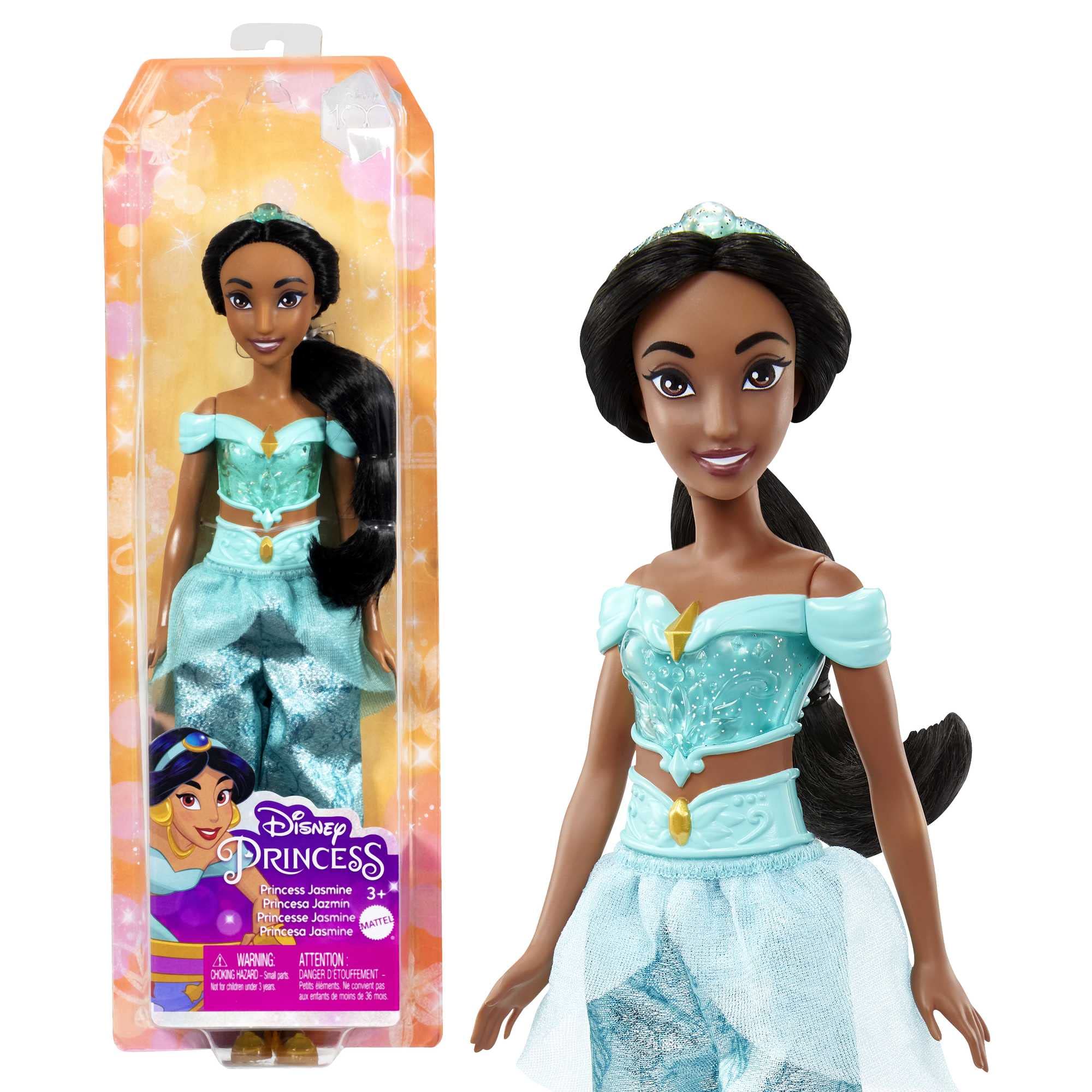 Disney Princess Dolls, New for 2023, Jasmine Posable Fashion Doll with Sparkling Clothing and Accessories, Disney Movie Toys, HLW12