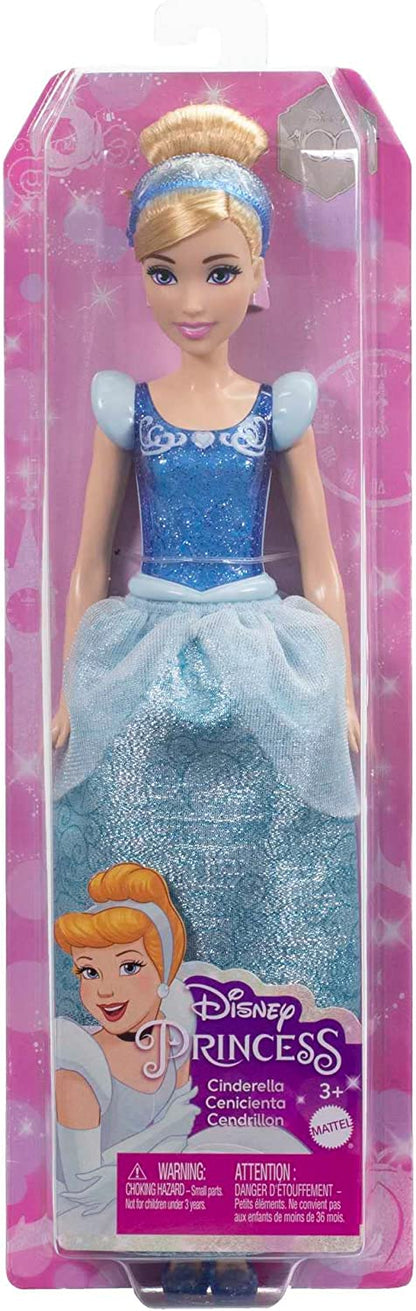 Mattel Disney Princess Cenicienta Muñeca princesa con pelo rubio recogido, juguete +3 años (HLW06)