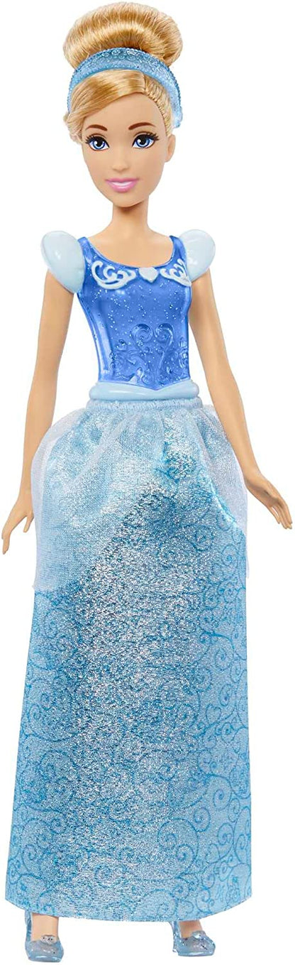 Mattel Disney Princess Cenicienta Muñeca princesa con pelo rubio recogido, juguete +3 años (HLW06)