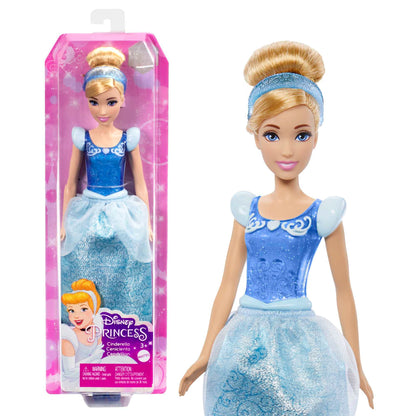 Mattel Disney Princess Cenicienta Muñeca princesa con pelo rubio recogido, juguete +3 años (HLW06)