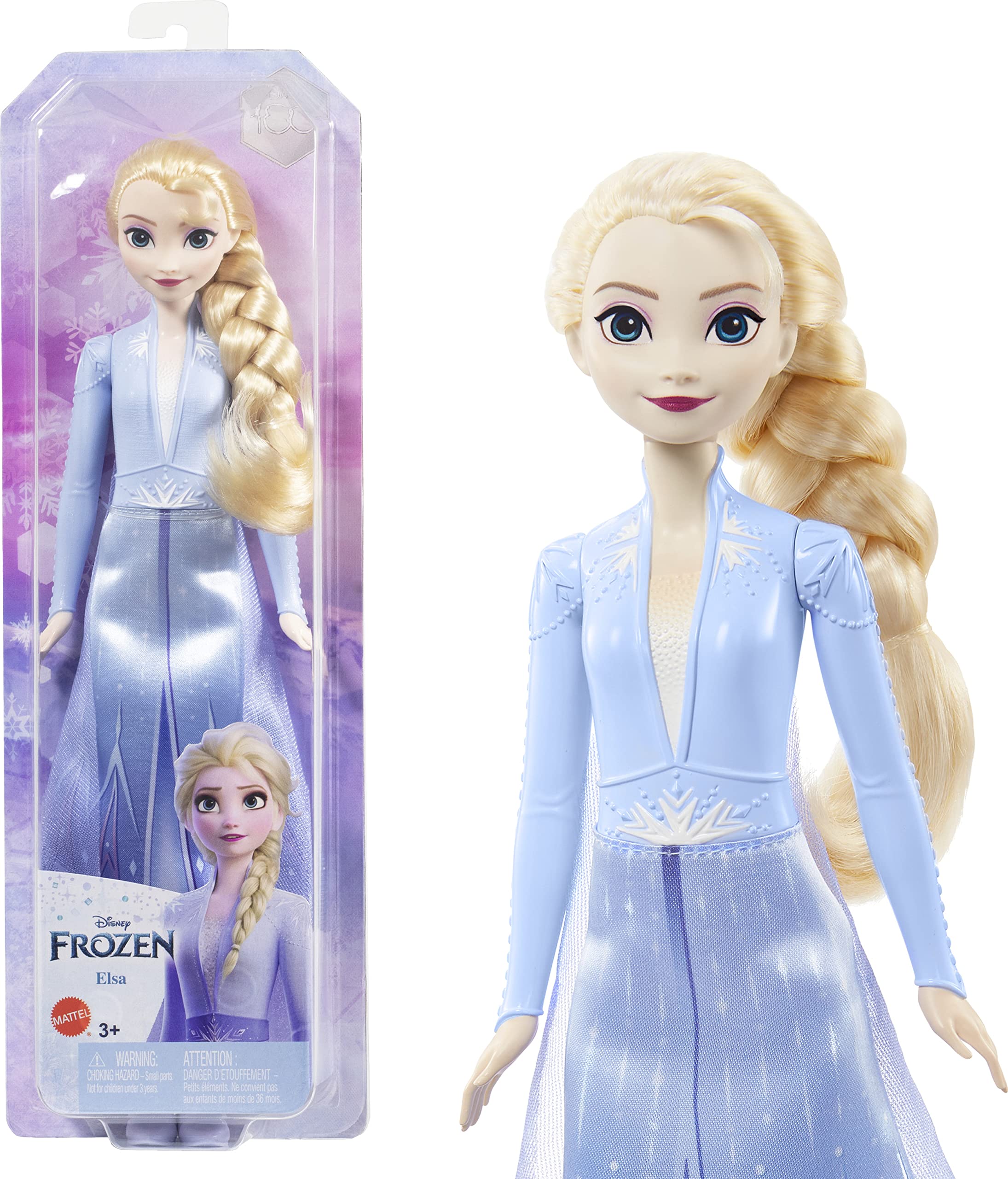 Disney Frozen Elsa Doll, Frozen Elsa in Signature Clothing, Collectible Fashion Doll, Poseable Doll with Long Blonde Hair, Toys for Ages 3 and Up, One Doll, HLW48
