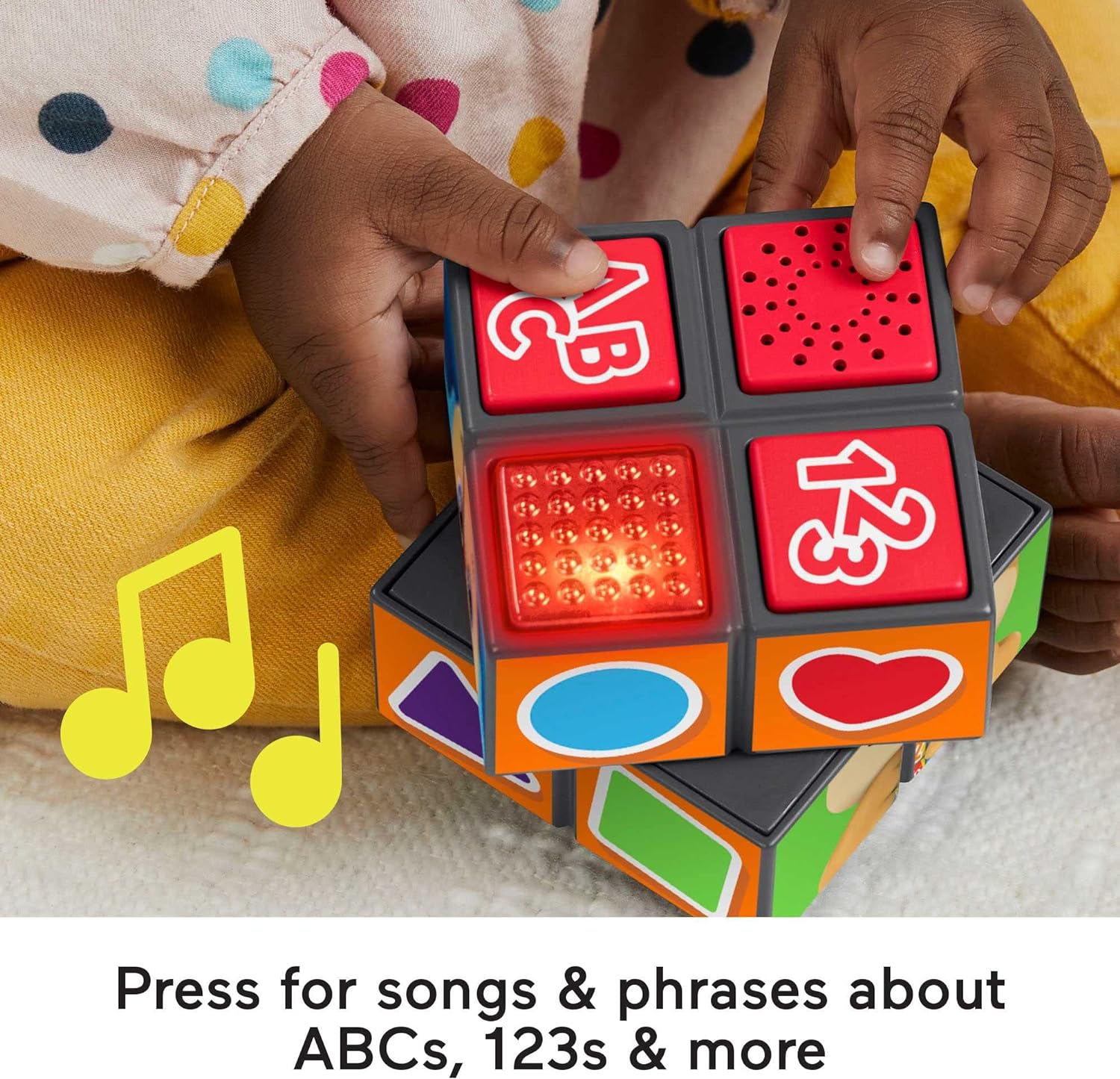 Fisher-Price Baby Learning Toy Laugh & Learn Puppy's Activity Cubewith Lights & Music for Ages 9+ Months, UK English Version, HNH08
