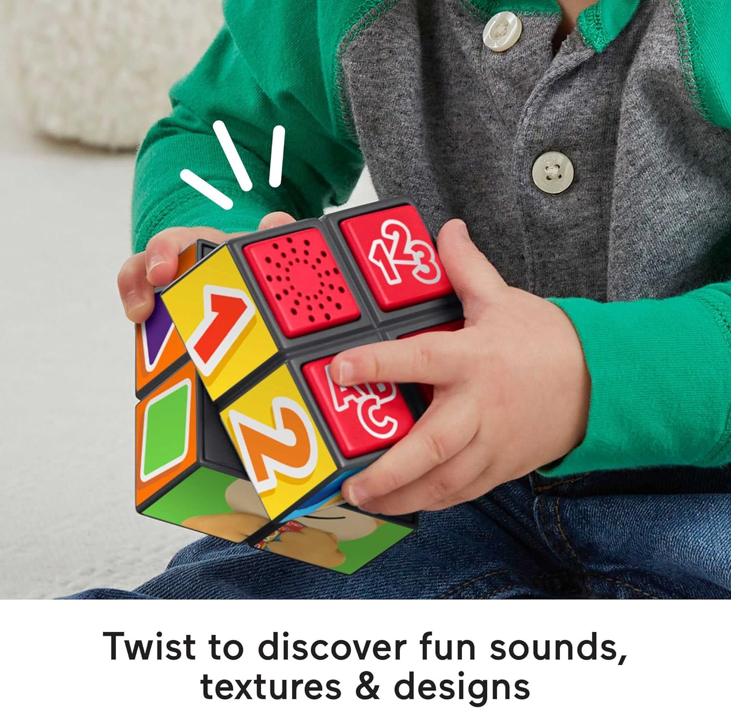 Fisher-Price Baby Learning Toy Laugh & Learn Puppy's Activity Cubewith Lights & Music for Ages 9+ Months, UK English Version, HNH08