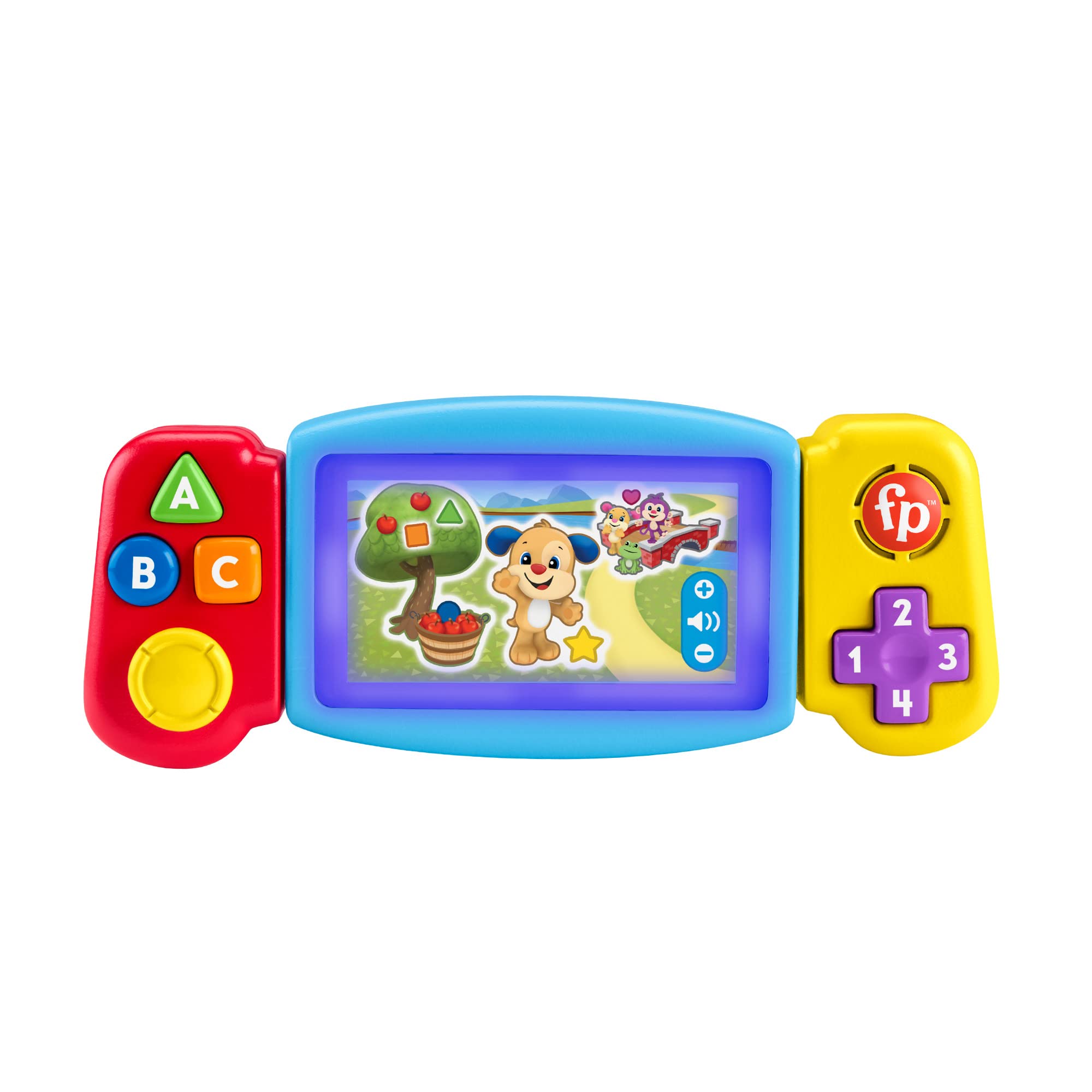 Fisher-Price Laugh & Learn Pretend Video Game Toddler Toy with Lights Sounds and Educational Songs, UK English Version, Twist & Learn Gamer, HNM83