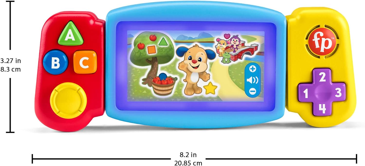 Fisher-Price Laugh & Learn Pretend Video Game Toddler Toy with Lights Sounds and Educational Songs, UK English Version, Twist & Learn Gamer, HNM83