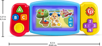 Fisher-Price Laugh & Learn Pretend Video Game Toddler Toy with Lights Sounds and Educational Songs, UK English Version, Twist & Learn Gamer, HNM83