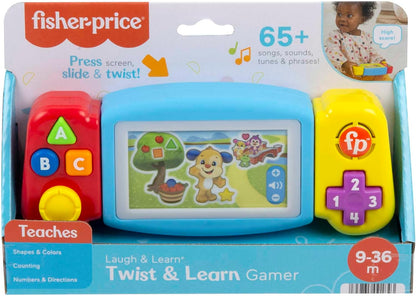 Fisher-Price Laugh & Learn Pretend Video Game Toddler Toy with Lights Sounds and Educational Songs, UK English Version, Twist & Learn Gamer, HNM83