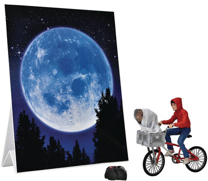 NECA Collectible figure E.T. Extraterrestrial and ELLIOTT with Bicycle and a Moon mini Poster - 40th anniversary - height of the figure 12cm