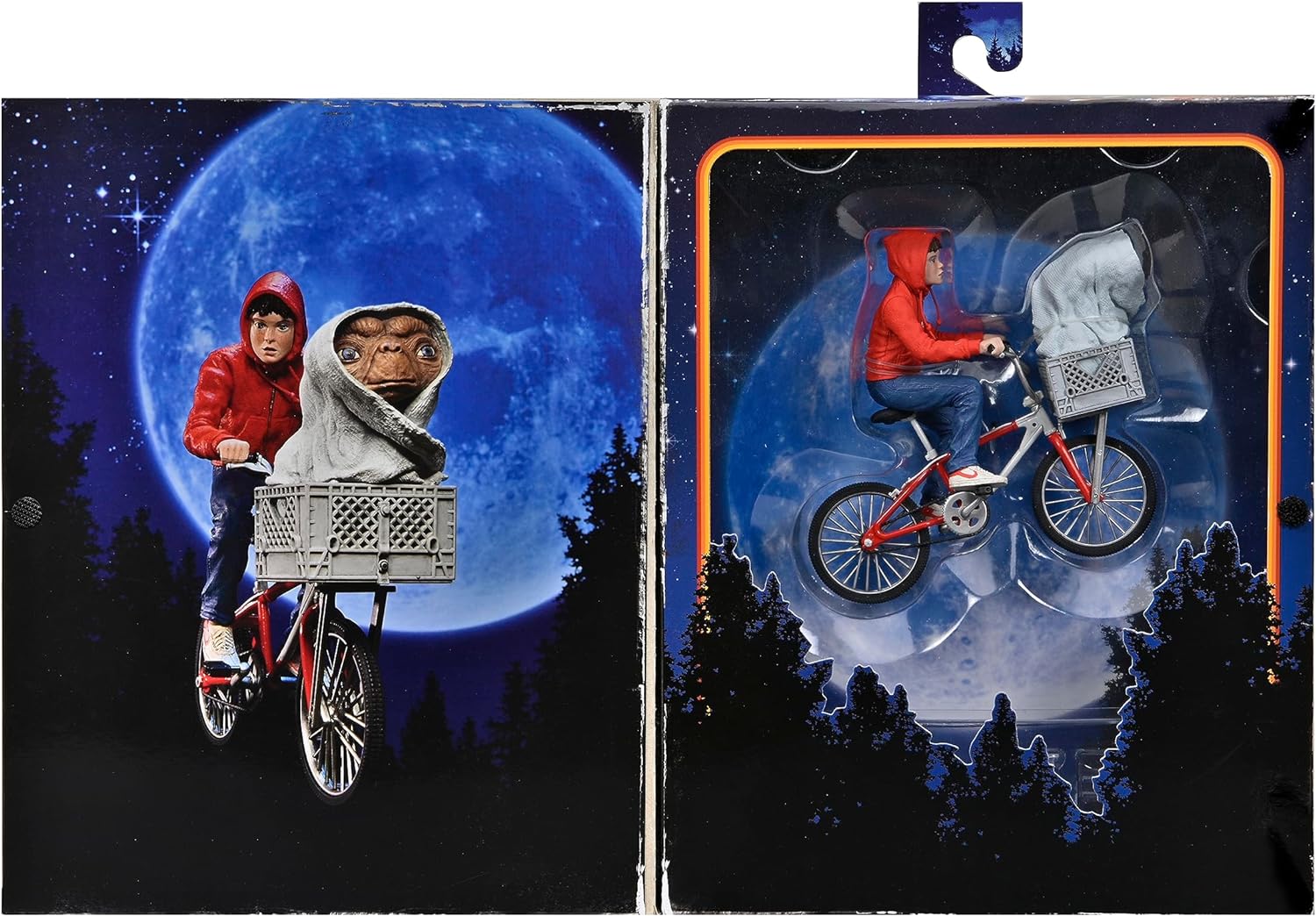 NECA Collectible figure E.T. Extraterrestrial and ELLIOTT with Bicycle and a Moon mini Poster - 40th anniversary - height of the figure 12cm