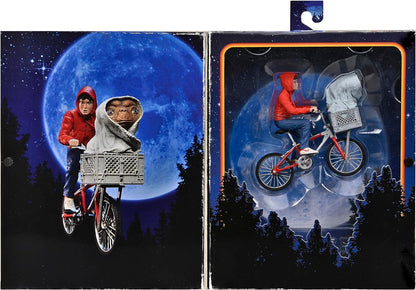 NECA Collectible figure E.T. Extraterrestrial and ELLIOTT with Bicycle and a Moon mini Poster - 40th anniversary - height of the figure 12cm