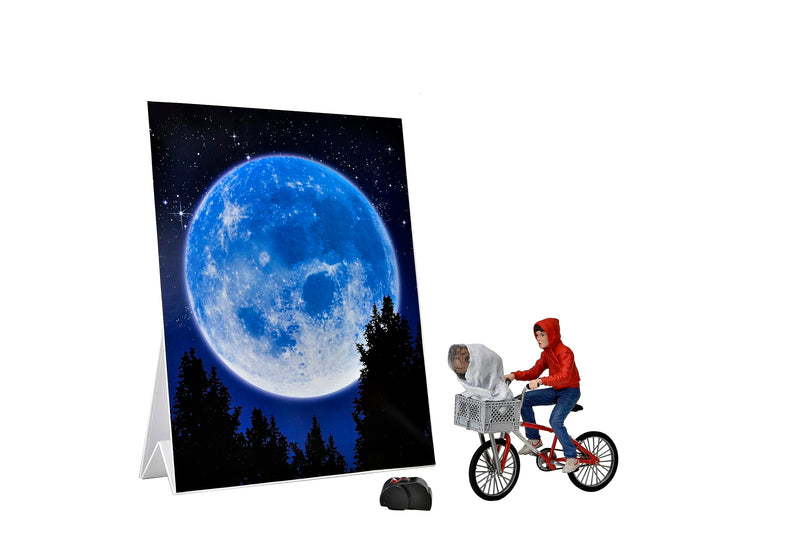 NECA Collectible figure E.T. Extraterrestrial and ELLIOTT with Bicycle and a Moon mini Poster - 40th anniversary - height of the figure 12cm