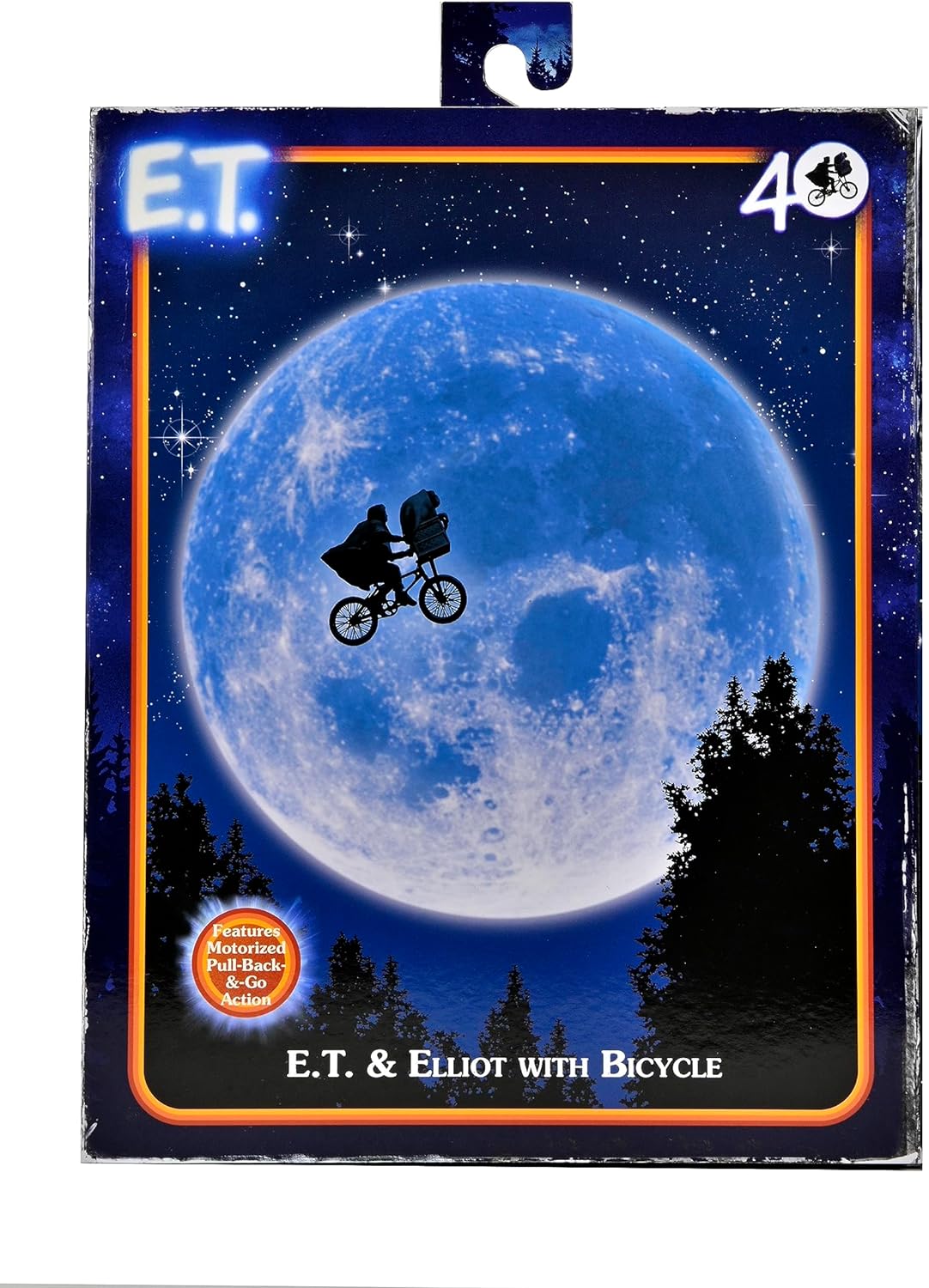 NECA Collectible figure E.T. Extraterrestrial and ELLIOTT with Bicycle and a Moon mini Poster - 40th anniversary - height of the figure 12cm