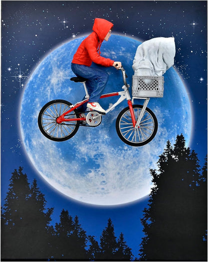 NECA Collectible figure E.T. Extraterrestrial and ELLIOTT with Bicycle and a Moon mini Poster - 40th anniversary - height of the figure 12cm