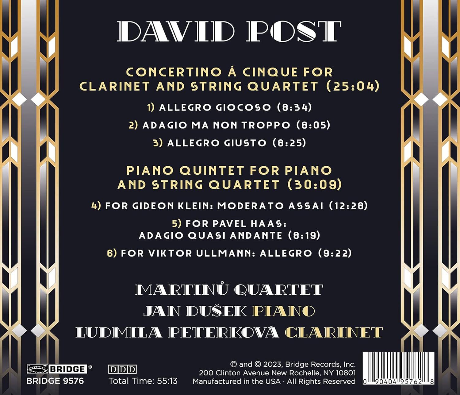 David Post: Concertino Á Cinque/Piano Quintet