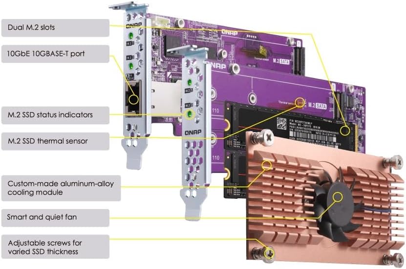 Qnap 2 x PCIE2280 M.2SSD SL PCIEGEN3X8 1 x AQC113C 10GBE NBASE-T Port