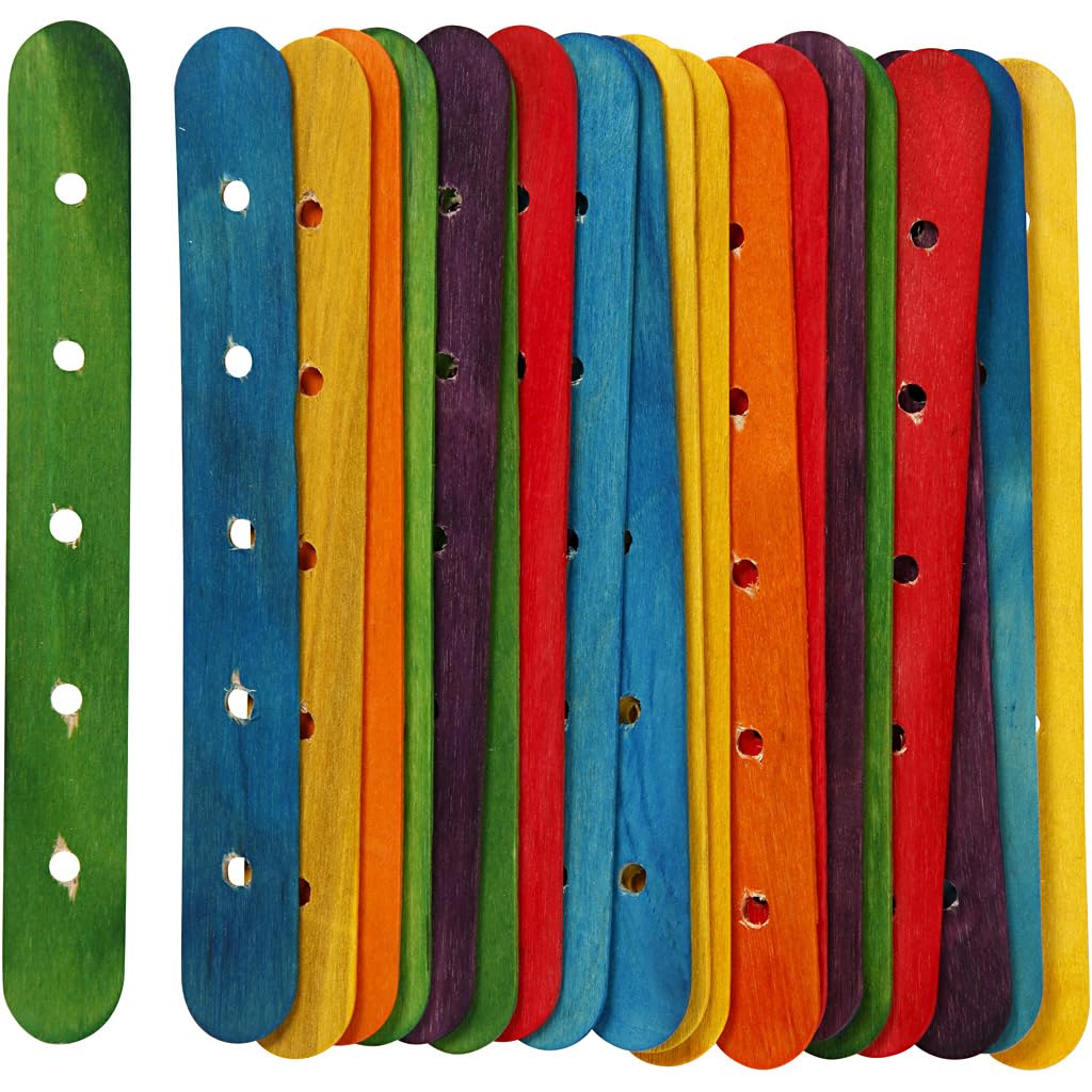 Wooden sticks with holes - 15 x 1.8 cm - 20 pcs