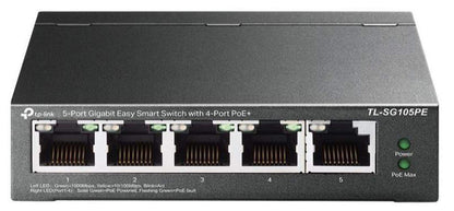 TP-Link TL-SG105PE Switch PoE Gestito Gigabit Ethernet, 5 Porte Con 4 Porte PoE Fino A 65 W, 5 Porte Gigabit, PoE+, 802.3af/at, QoS, VLAN, Ideale Per La Casa E Il Ufficio, Easy Smart Switch