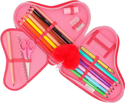 Depesche 12260 TOPModel One Love Filled Heart Red with Model Motif and Glitter, Case with Colouring Pencils, Scissors, Ruler and Much More, Pink