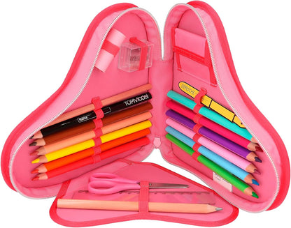 Depesche 12260 TOPModel One Love Filled Heart Red with Model Motif and Glitter, Case with Colouring Pencils, Scissors, Ruler and Much More, Pink