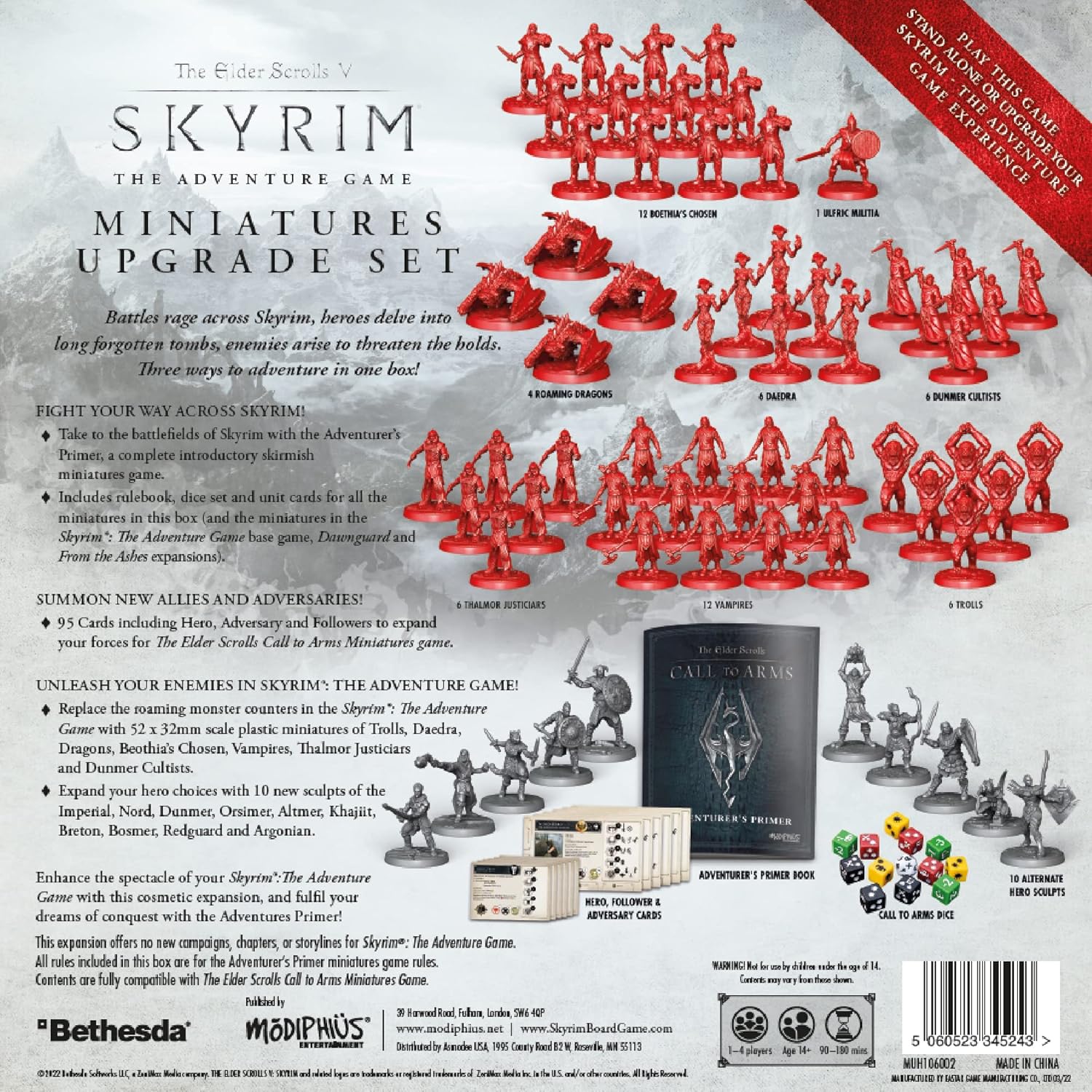 Modiphius | The Elder Scrolls: Skyrim - Adventure Board Game - Miniatures Upgrade Set | Board Game | Ages 14+ | 1-4 Players | 60-120 Minutes Playing Time,Grey,red, 3. Miniatures (MUH106002