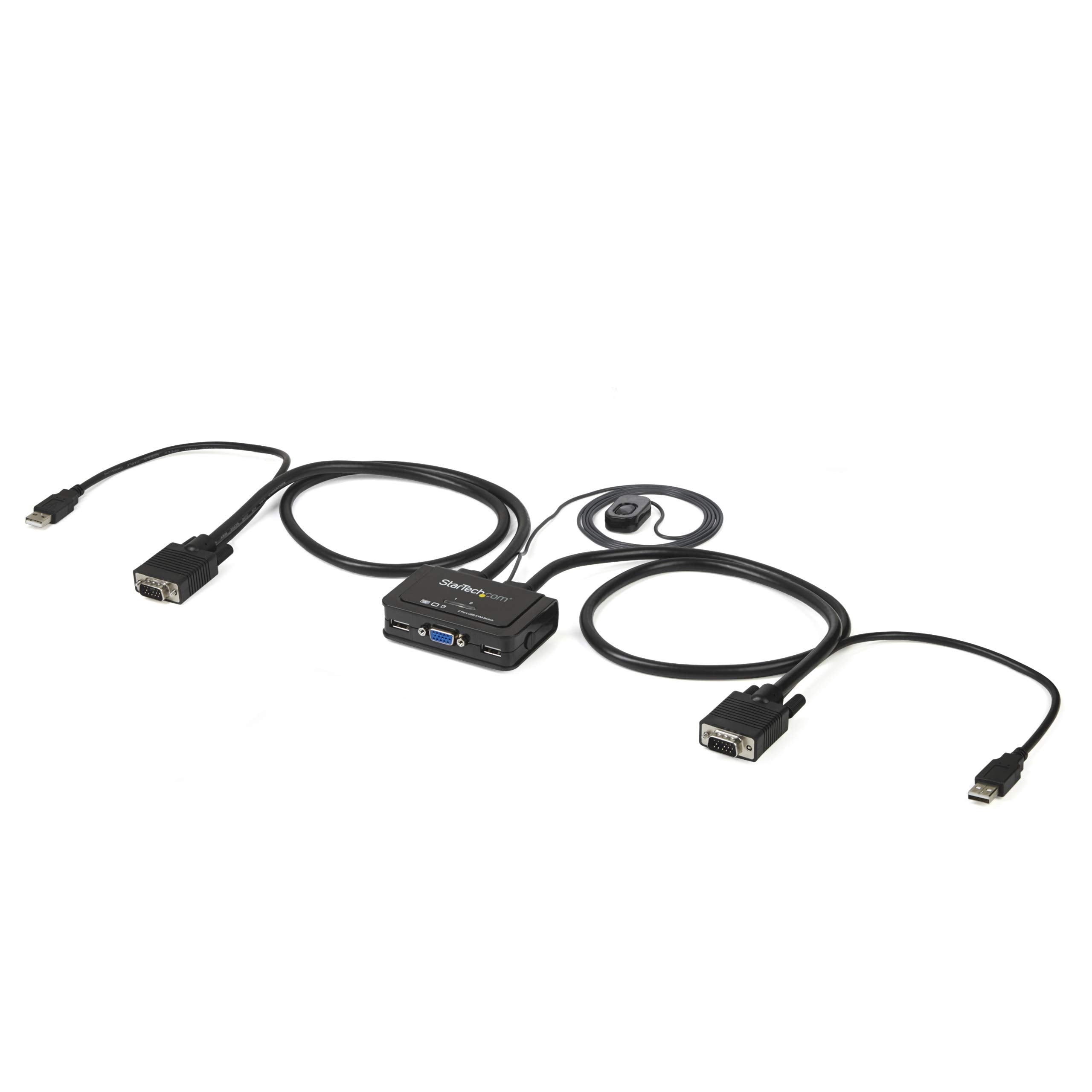 StarTech.com 2 Port USB VGA Cable KVM Switch - USB Powered with Remote Switch - KVM with VGA - Dual Port VGA KVM Switch (SV211USB