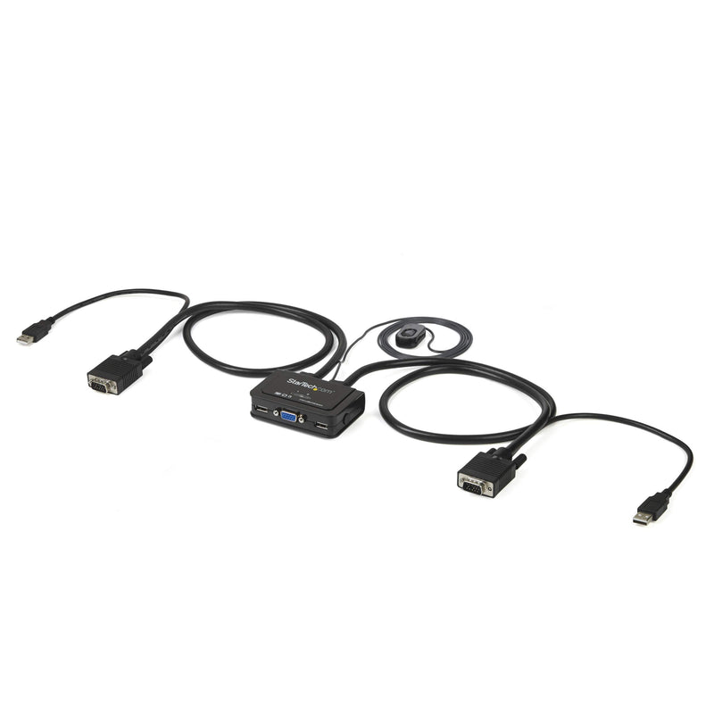 StarTech.com 2 Port USB VGA Cable KVM Switch - USB Powered with Remote Switch - KVM with VGA - Dual Port VGA KVM Switch (SV211USB