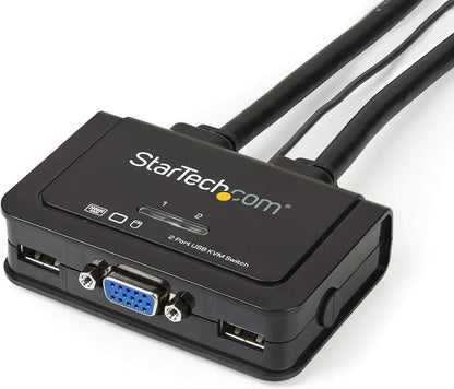 StarTech.com 2 Port USB VGA Cable KVM Switch - USB Powered with Remote Switch - KVM with VGA - Dual Port VGA KVM Switch (SV211USB