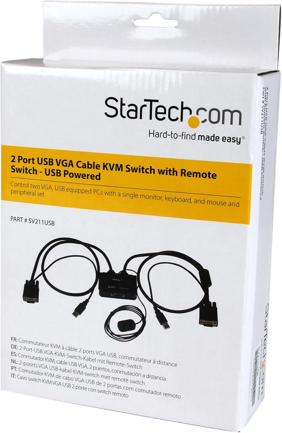 StarTech.com 2 Port USB VGA Cable KVM Switch - USB Powered with Remote Switch - KVM with VGA - Dual Port VGA KVM Switch (SV211USB