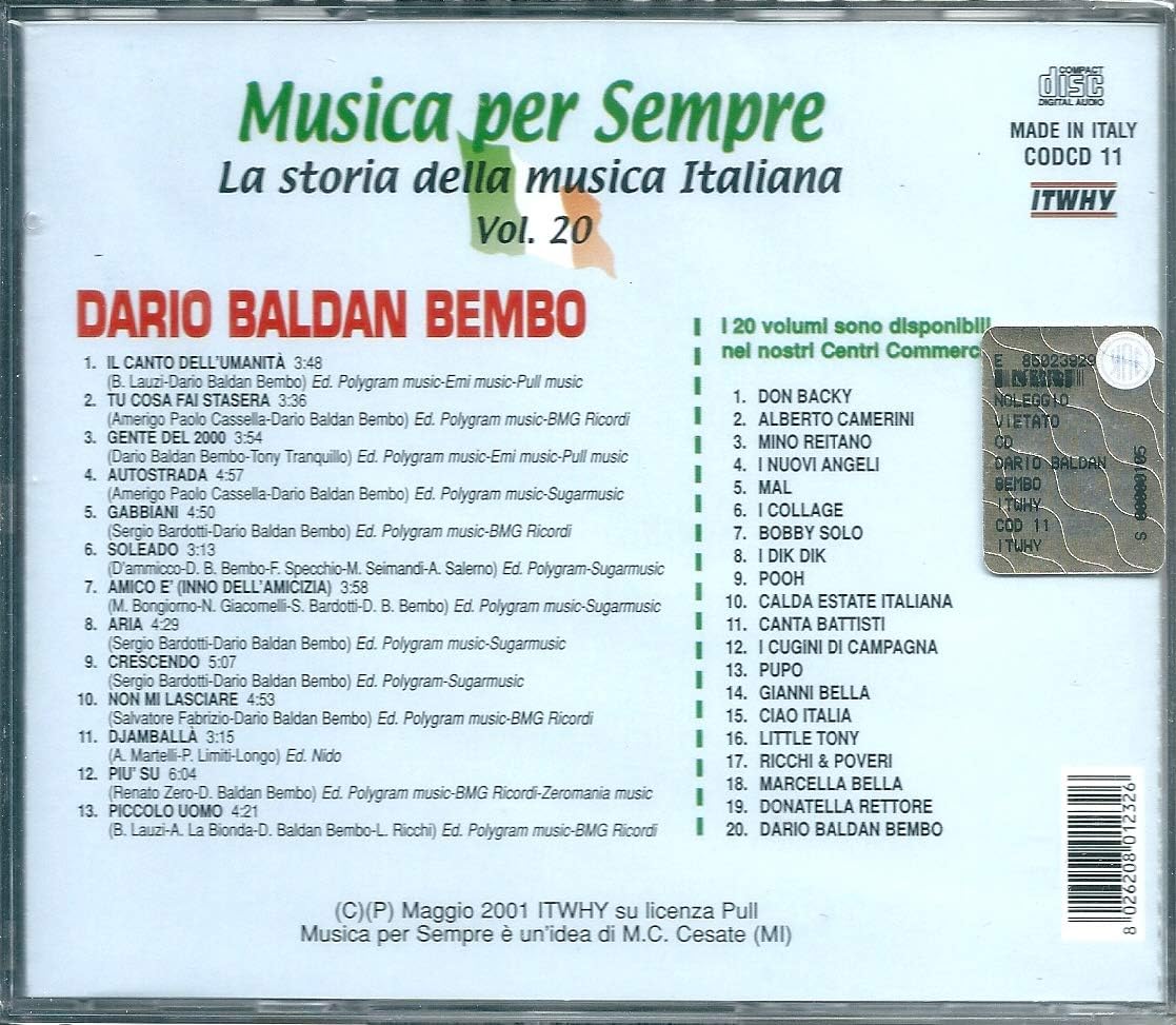 DARIO BALDAN BEMBO - MUSICA PER SEMPRE VOL. 20
