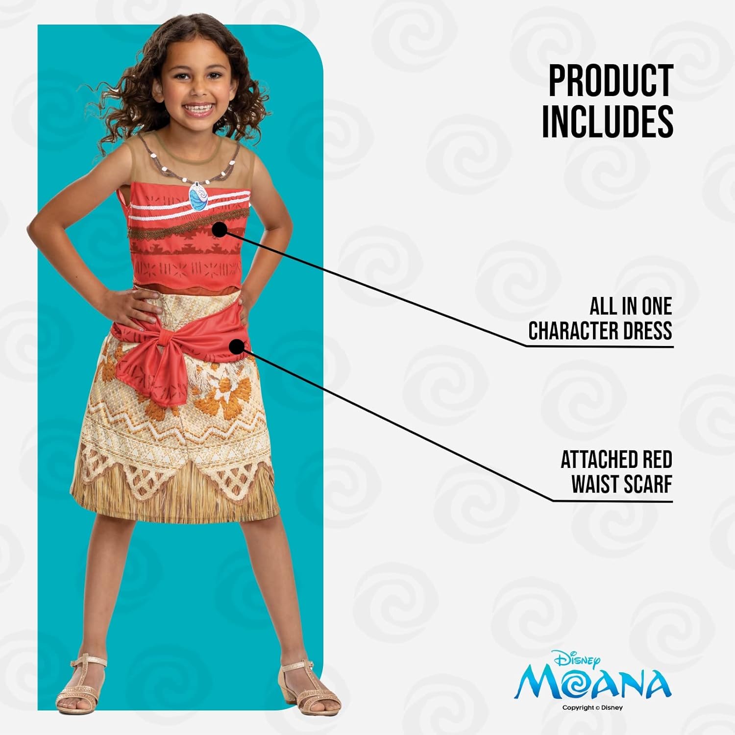 Disney Official Classic Moana Costume Kids, Moana Dress Up for Girls, Moana Fancy Dress Outfit, Princess Costumes for Girls, Maui Costume Kids, World Book Day Costumes for Girls