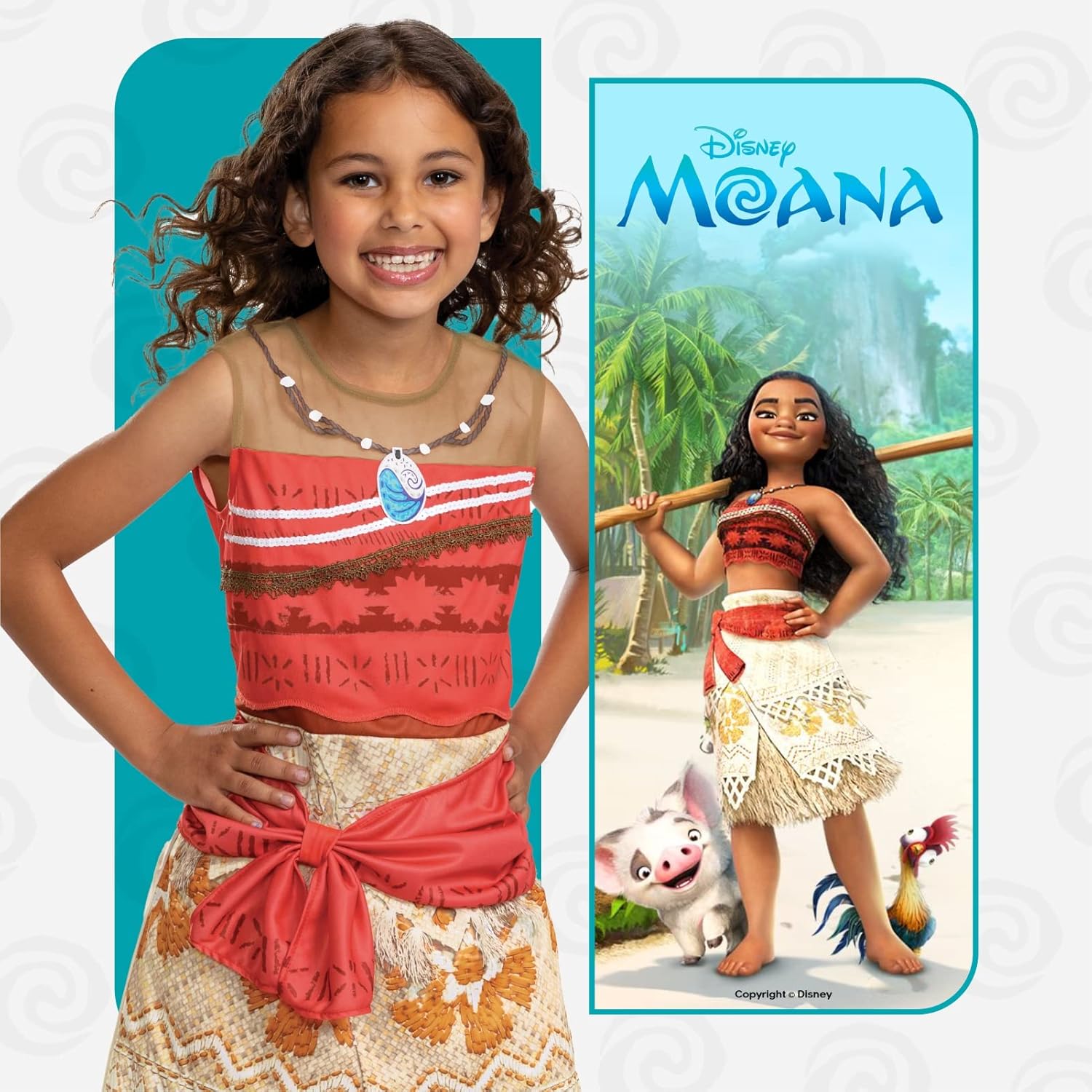Disney Official Classic Moana Costume Kids, Moana Dress Up for Girls, Moana Fancy Dress Outfit, Princess Costumes for Girls, Maui Costume Kids, World Book Day Costumes for Girls