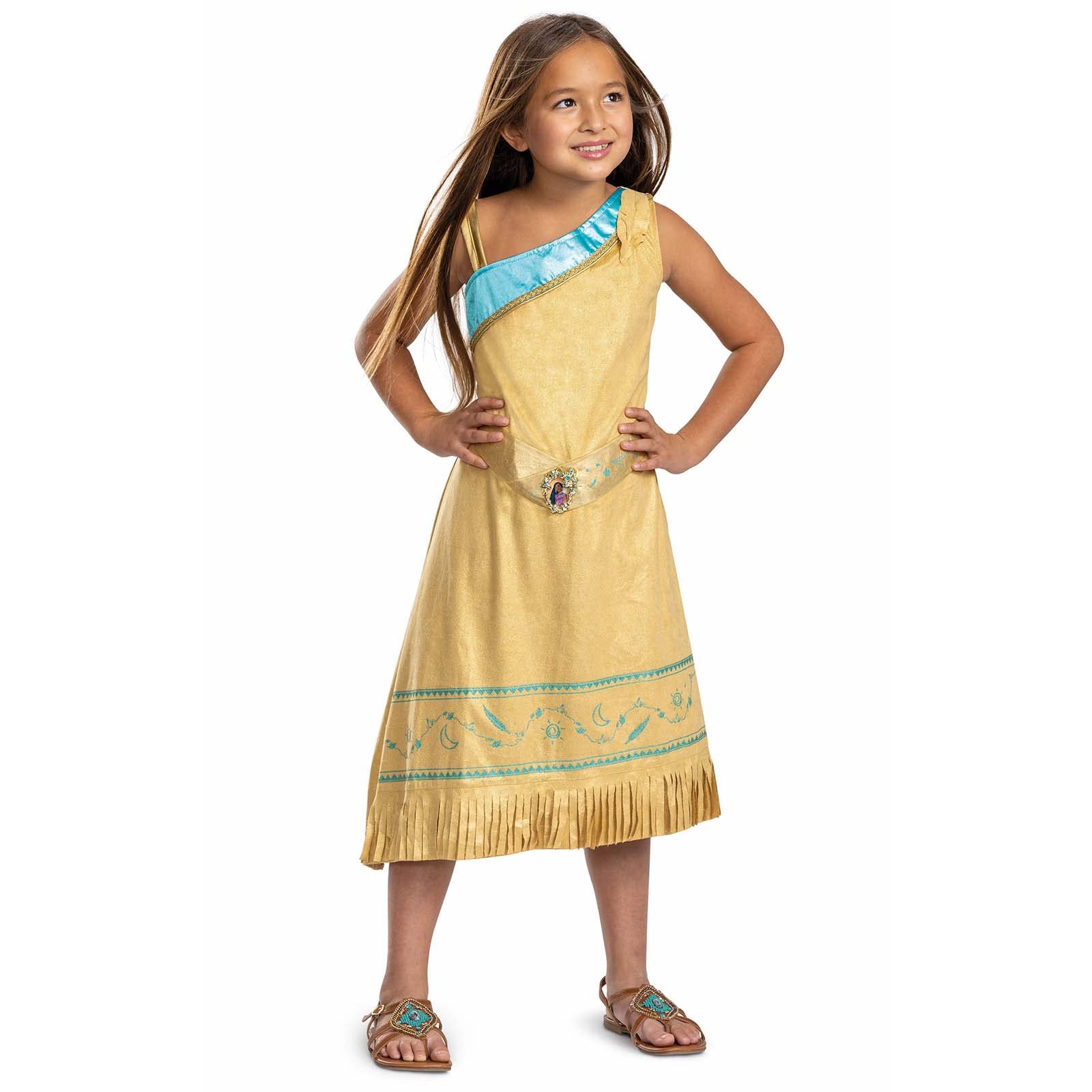 Disney Official Deluxe Pocahontas Costume Kids, Native American Princess Dress Costume for Kids Available in Sizes S and M