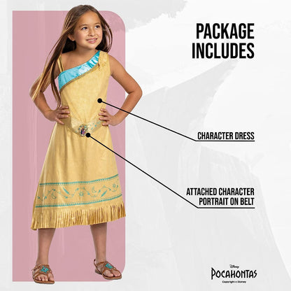 Disney Official Deluxe Pocahontas Costume Kids, Native American Princess Dress Costume for Kids Available in Sizes S and M