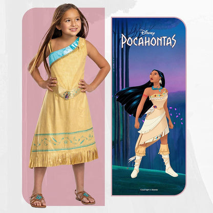 Disney Official Deluxe Pocahontas Costume Kids, Native American Princess Dress Costume for Kids Available in Sizes S and M
