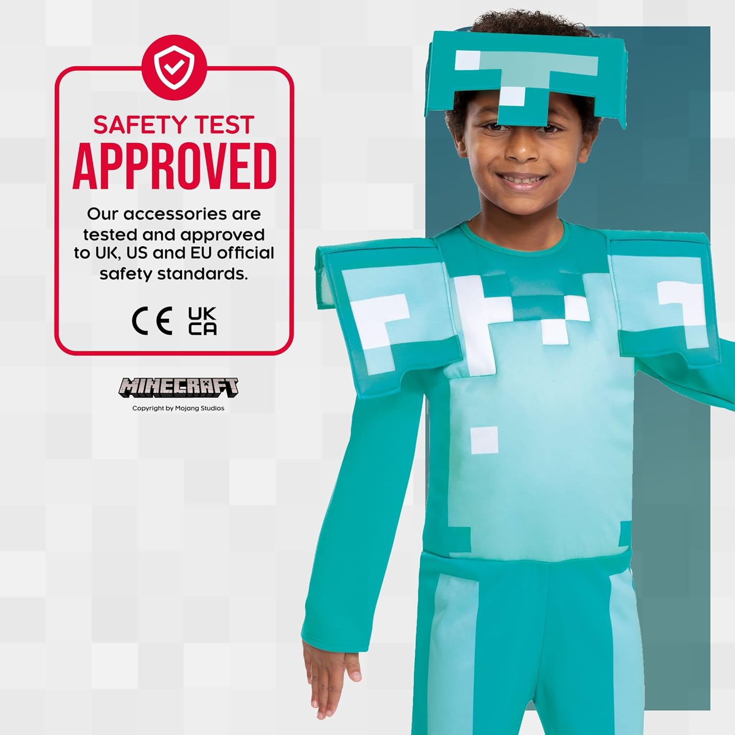 Disguise Oficial-Disfraz Minecraft Niño Armadura Diamante, Disfraz Armadura Minecraft Niño, Disfraz Videojuegos Niño,Disfraz Carnaval Niño Halloween en Tallas S y